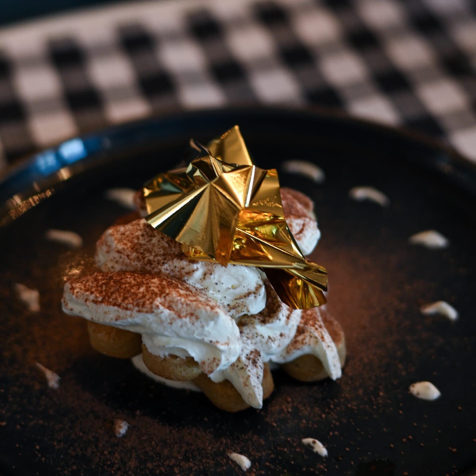 Tiramisù finished with gold leaf