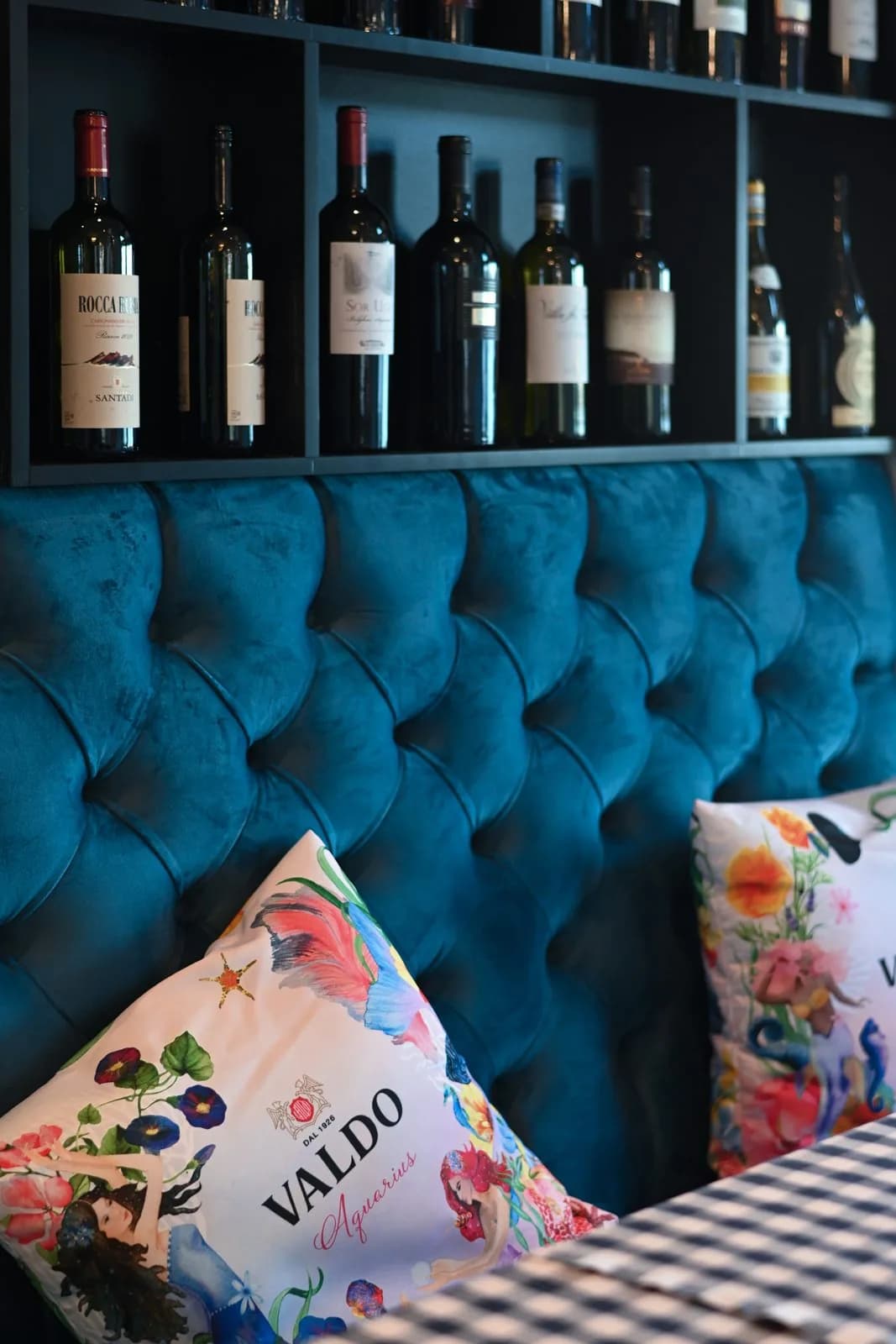 Velvet banquette detail